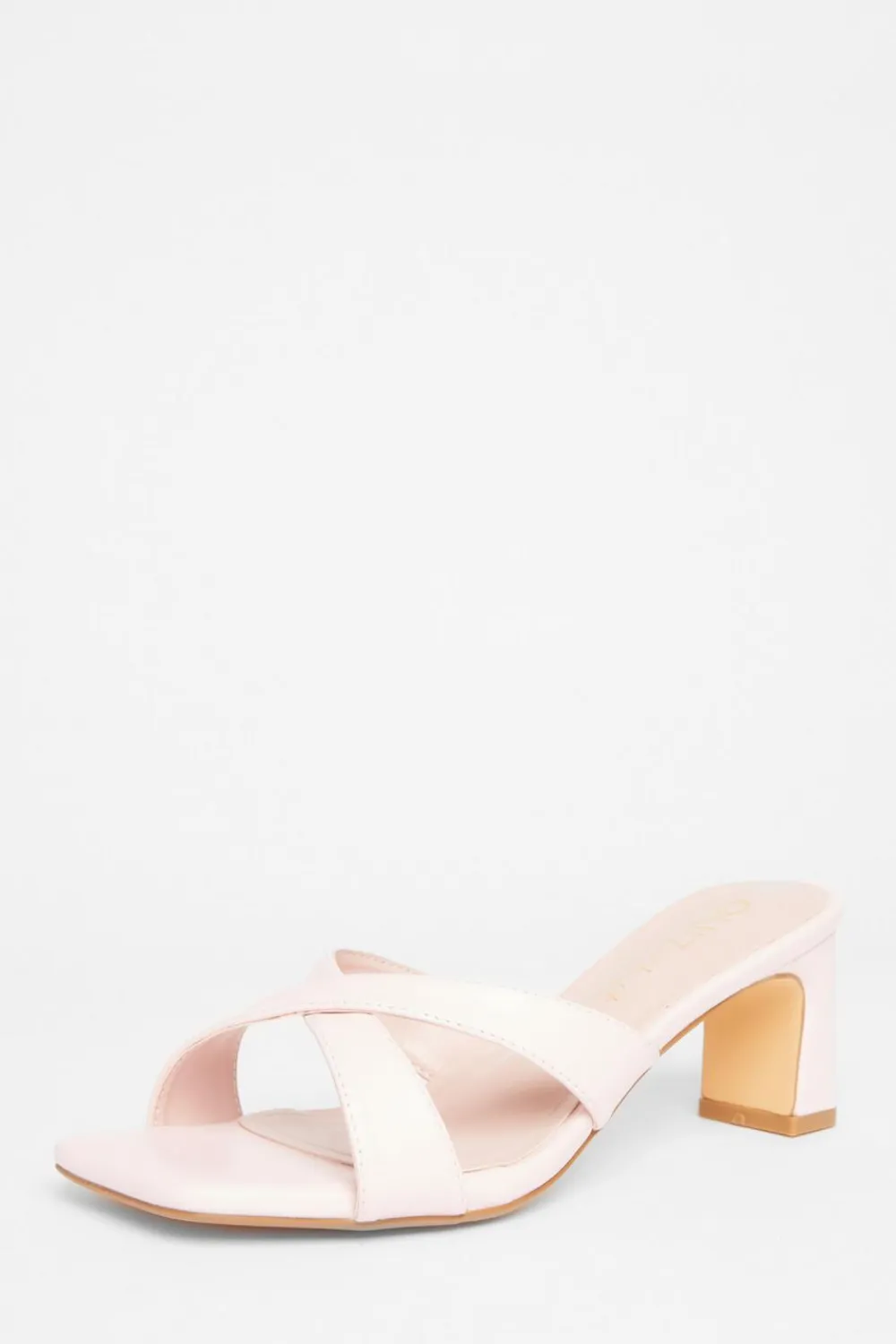 Quiz Wide Fit|Holiday Shoes>Wide Fit Cross Strap Mule Heels