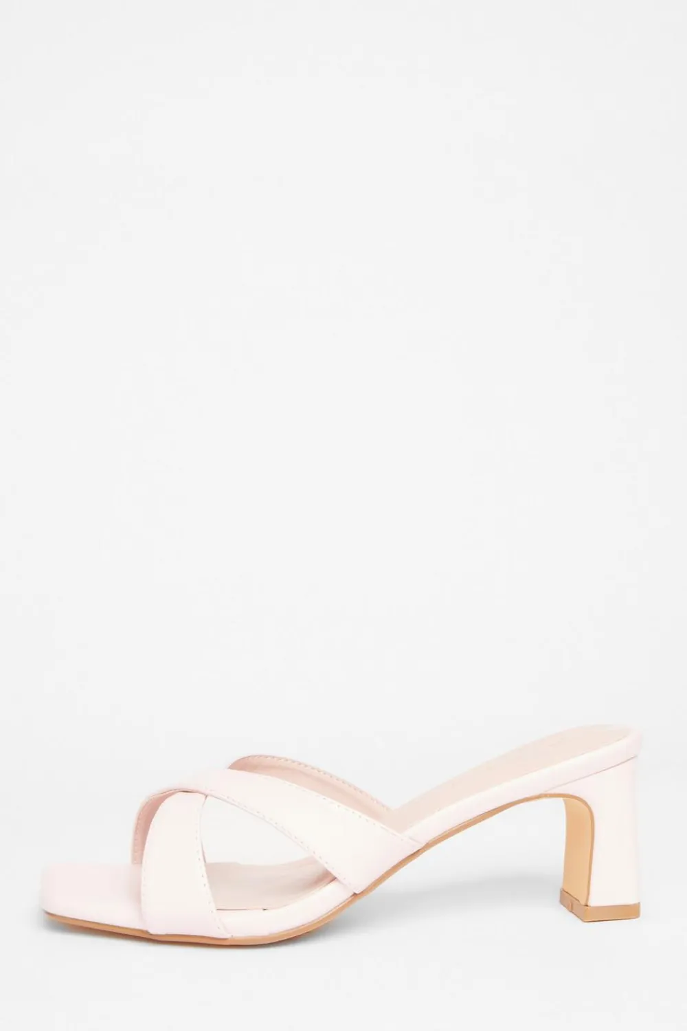Quiz Wide Fit|Holiday Shoes>Wide Fit Cross Strap Mule Heels