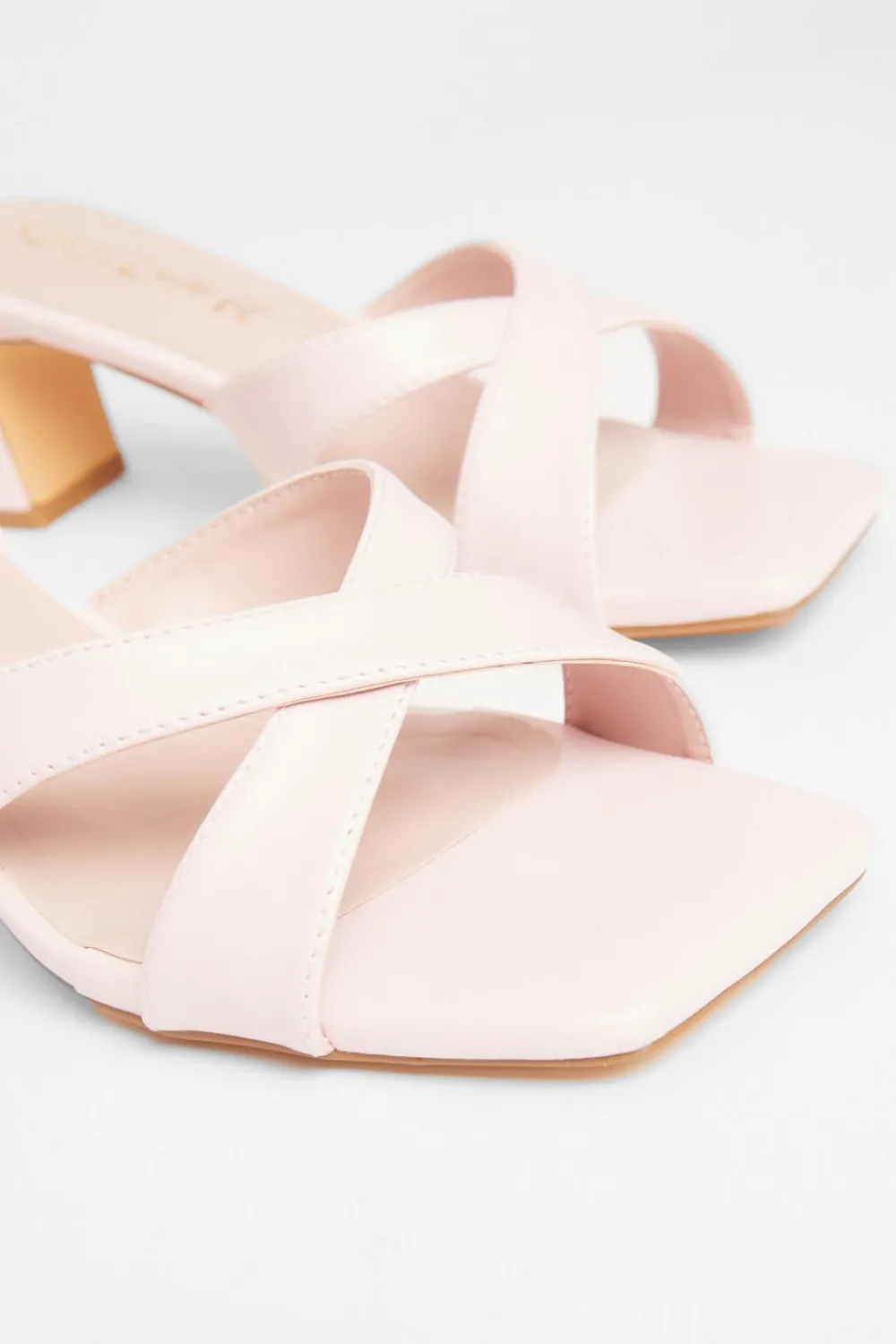 Quiz Wide Fit|Holiday Shoes>Wide Fit Cross Strap Mule Heels