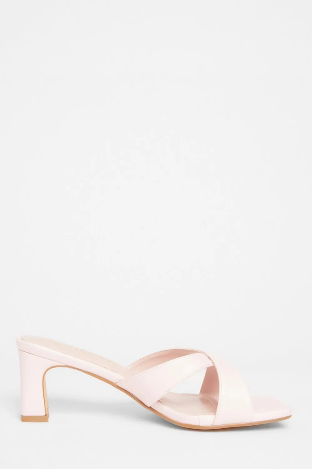 Quiz Wide Fit|Holiday Shoes>Wide Fit Cross Strap Mule Heels