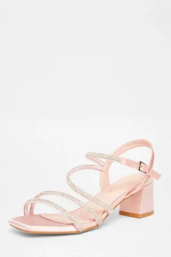 Quiz Wide Fit|Occasion Shoes>Wide Fit Diamante Block Heels