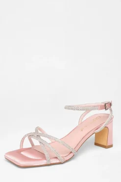 Quiz Wide Fit|Occasion Shoes>Wide Fit Diamante Strap Block Heels