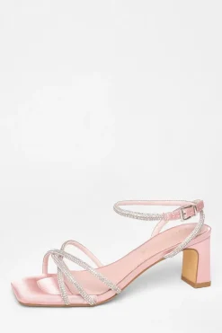 Quiz Wide Fit|Occasion Shoes>Wide Fit Diamante Strap Block Heels
