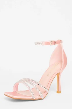 Quiz Wide Fit|Occasion Shoes>Wide Fit Diamante Strap Heels