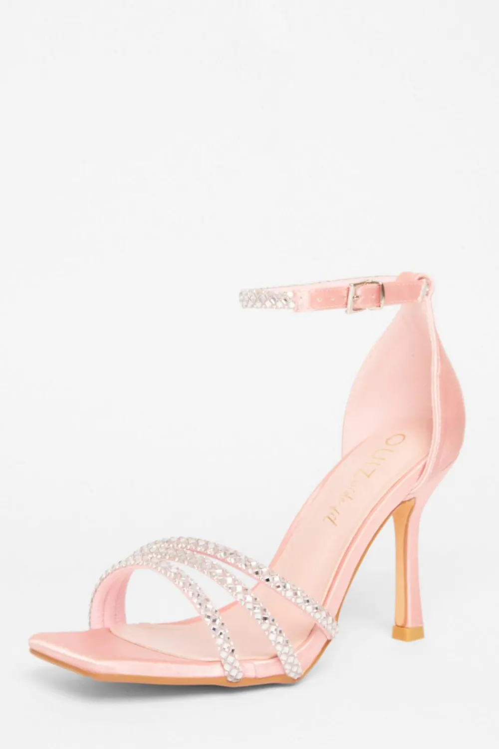 Quiz Wide Fit|Occasion Shoes>Wide Fit Diamante Strap Heels