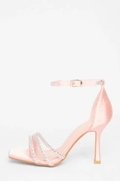 Quiz Wide Fit|Occasion Shoes>Wide Fit Diamante Strap Heels