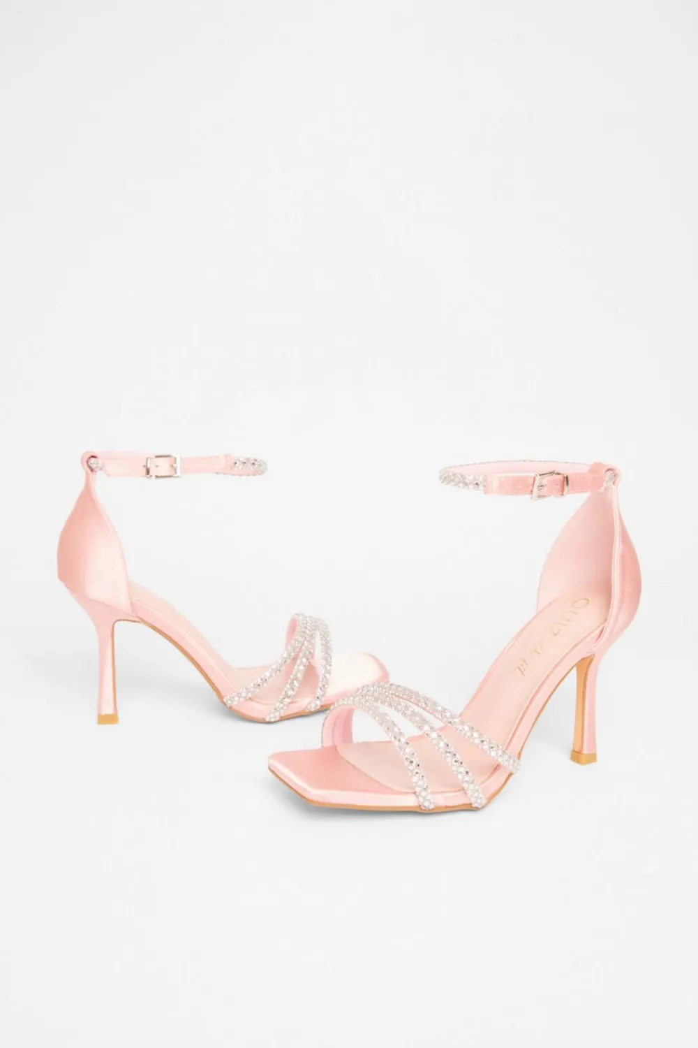 Quiz Wide Fit|Occasion Shoes>Wide Fit Diamante Strap Heels
