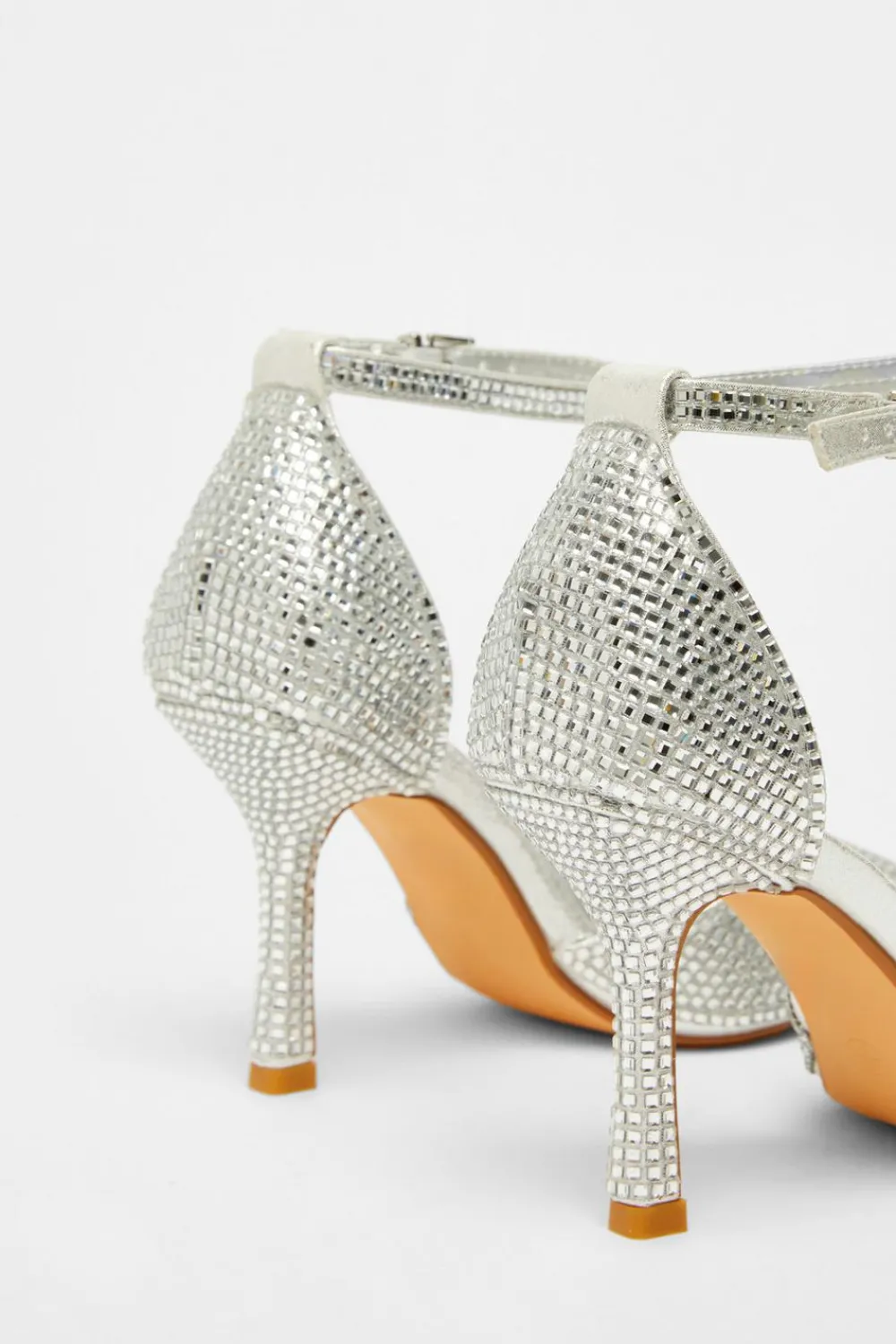 Quiz Wide Fit|Occasion Shoes>Wide Fit Silver Diamante Court Heels