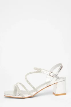 Quiz Wide Fit|Occasion Shoes>Wide Fit Diamante Block Heels
