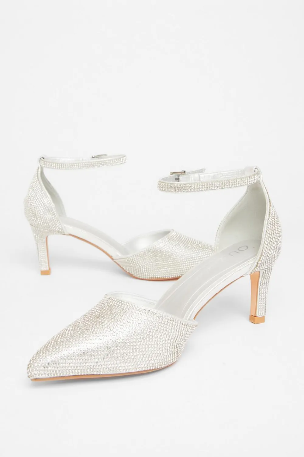 Quiz Wide Fit|Occasion Shoes>Wide Fit Diamante Court Heels