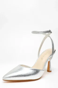 Quiz Wide Fit|Occasion Shoes>Wide Fit Foil Court Heels