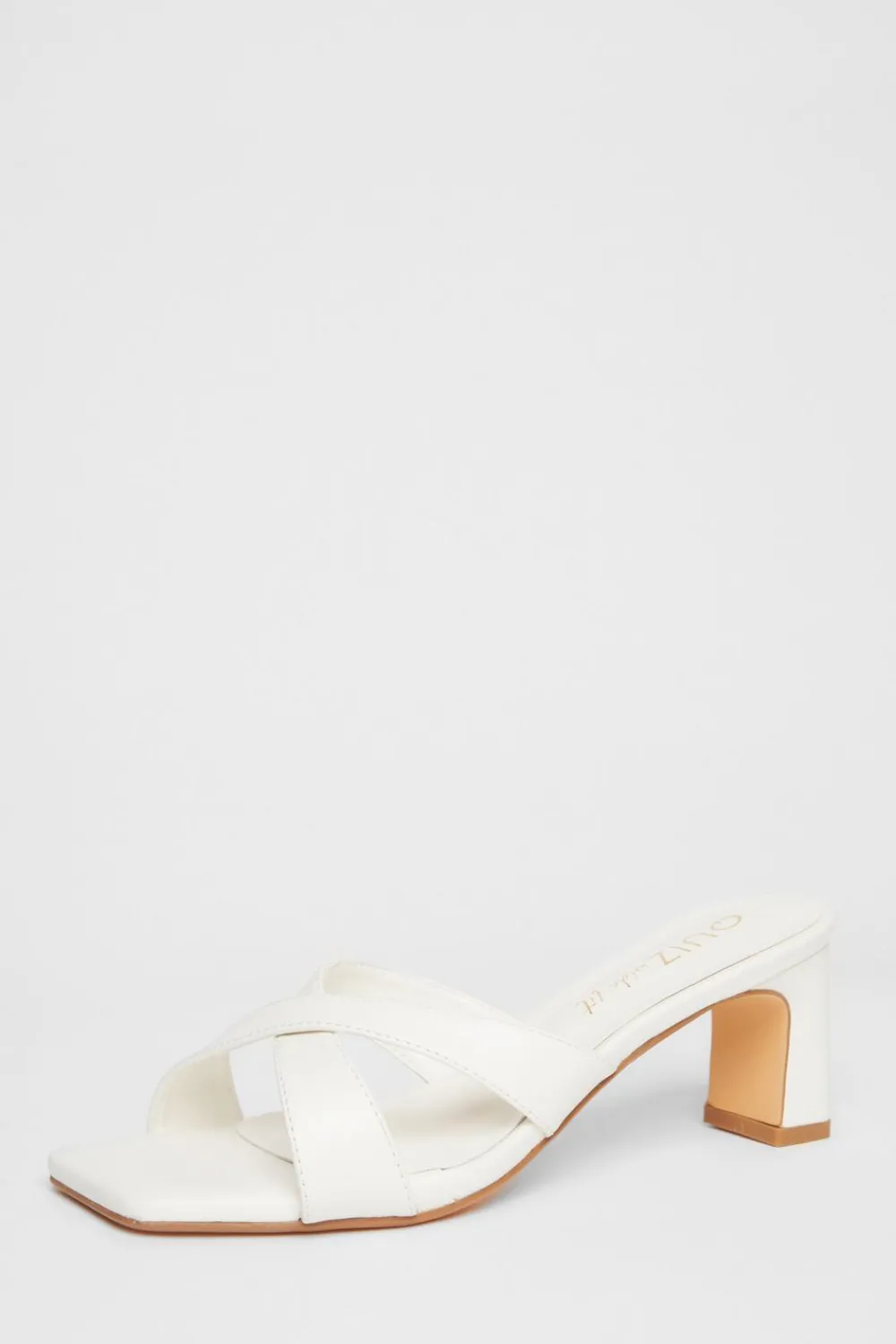 Quiz Wide Fit|Holiday Shoes>Wide Fit Cross Strap Mule Heels