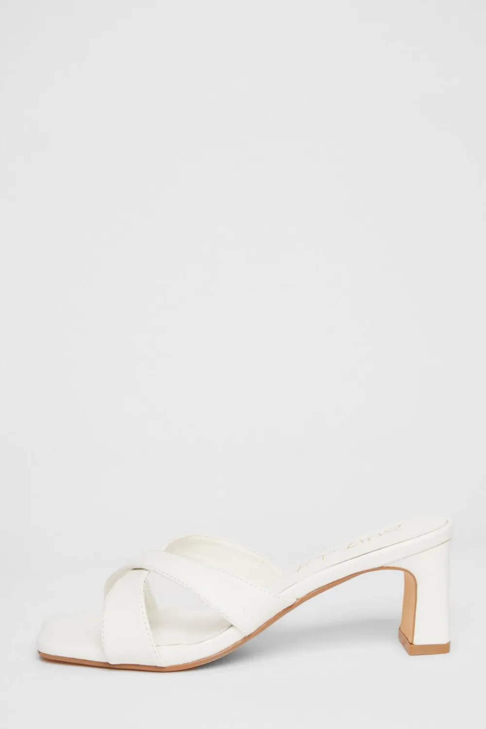 Quiz Wide Fit|Holiday Shoes>Wide Fit Cross Strap Mule Heels