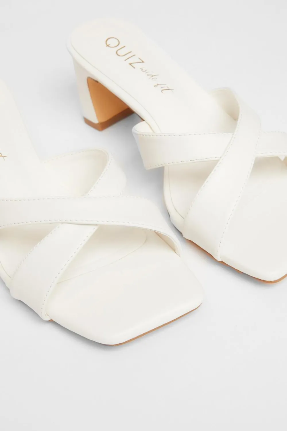 Quiz Wide Fit|Holiday Shoes>Wide Fit Cross Strap Mule Heels