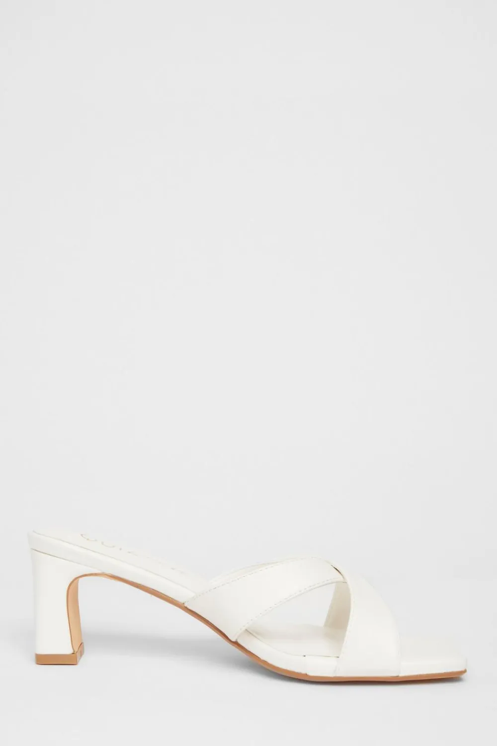 Quiz Wide Fit|Holiday Shoes>Wide Fit Cross Strap Mule Heels