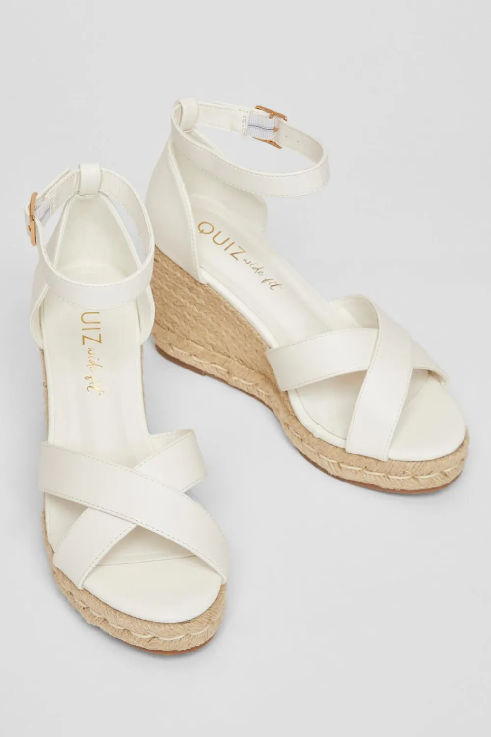 Quiz Wide Fit|Wedges>Wide Fit Faux Leather Wedges