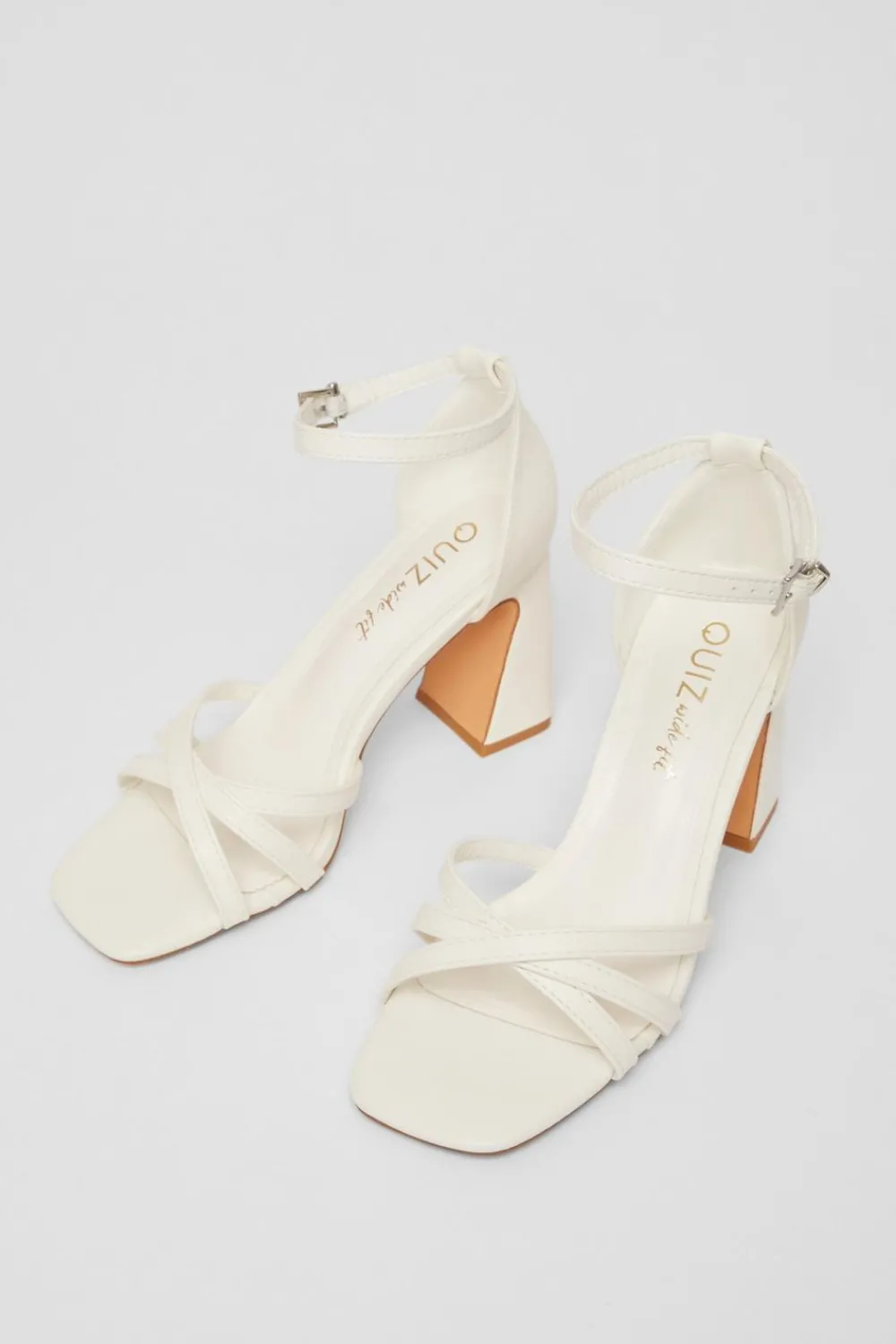 Quiz Wide Fit|Platforms>Wide Fit Faux Leather Block Heels