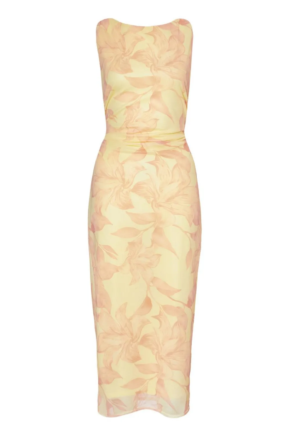 Quiz Summer Clothes|Holiday>Yellow Mesh Floral Midaxi Dress