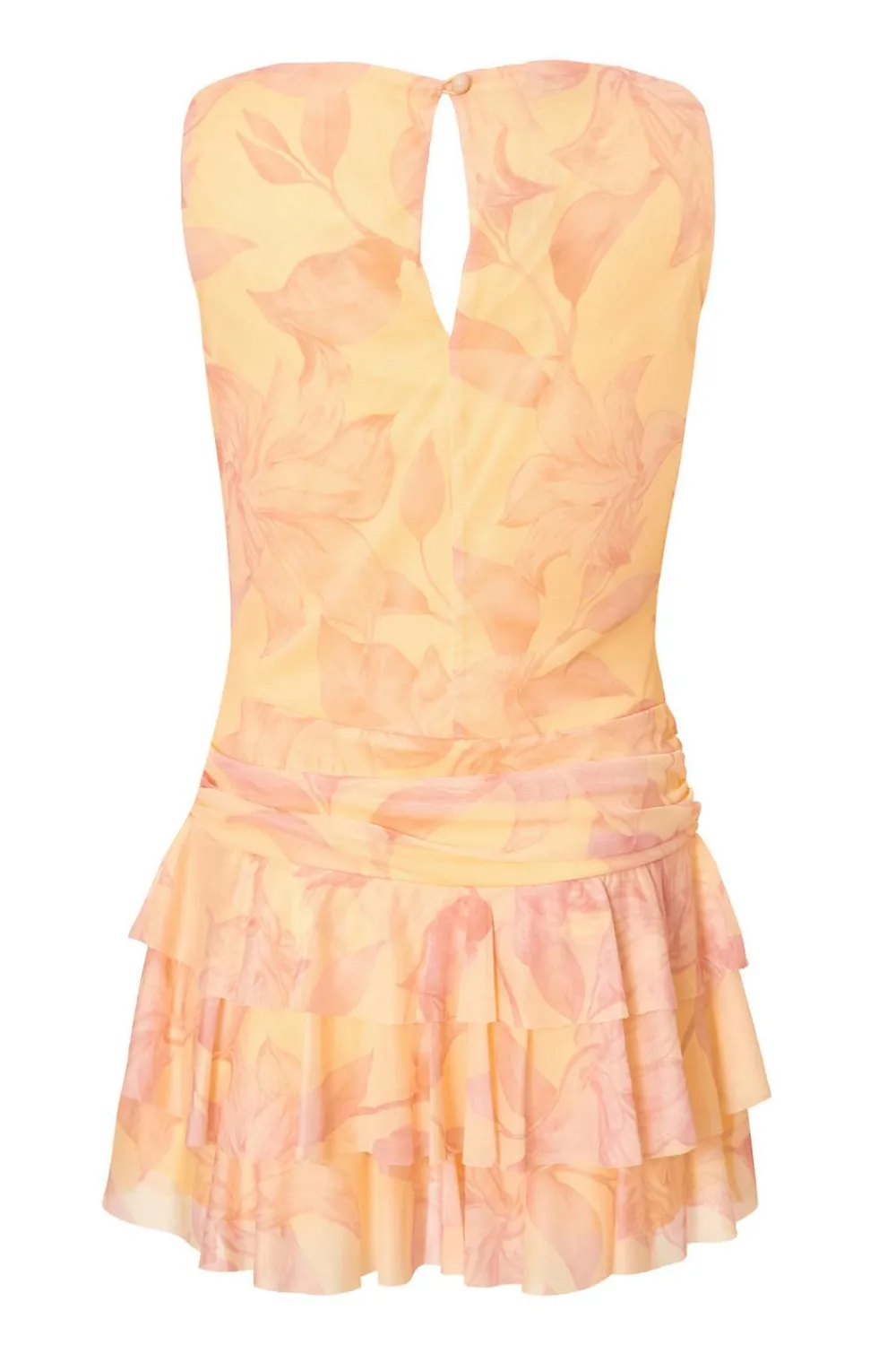 Quiz Playsuits|Summer Clothes>Yellow Mesh Floral Skort Playsuit