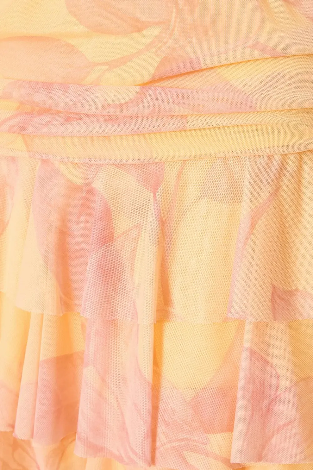 Quiz Playsuits|Summer Clothes>Yellow Mesh Floral Skort Playsuit