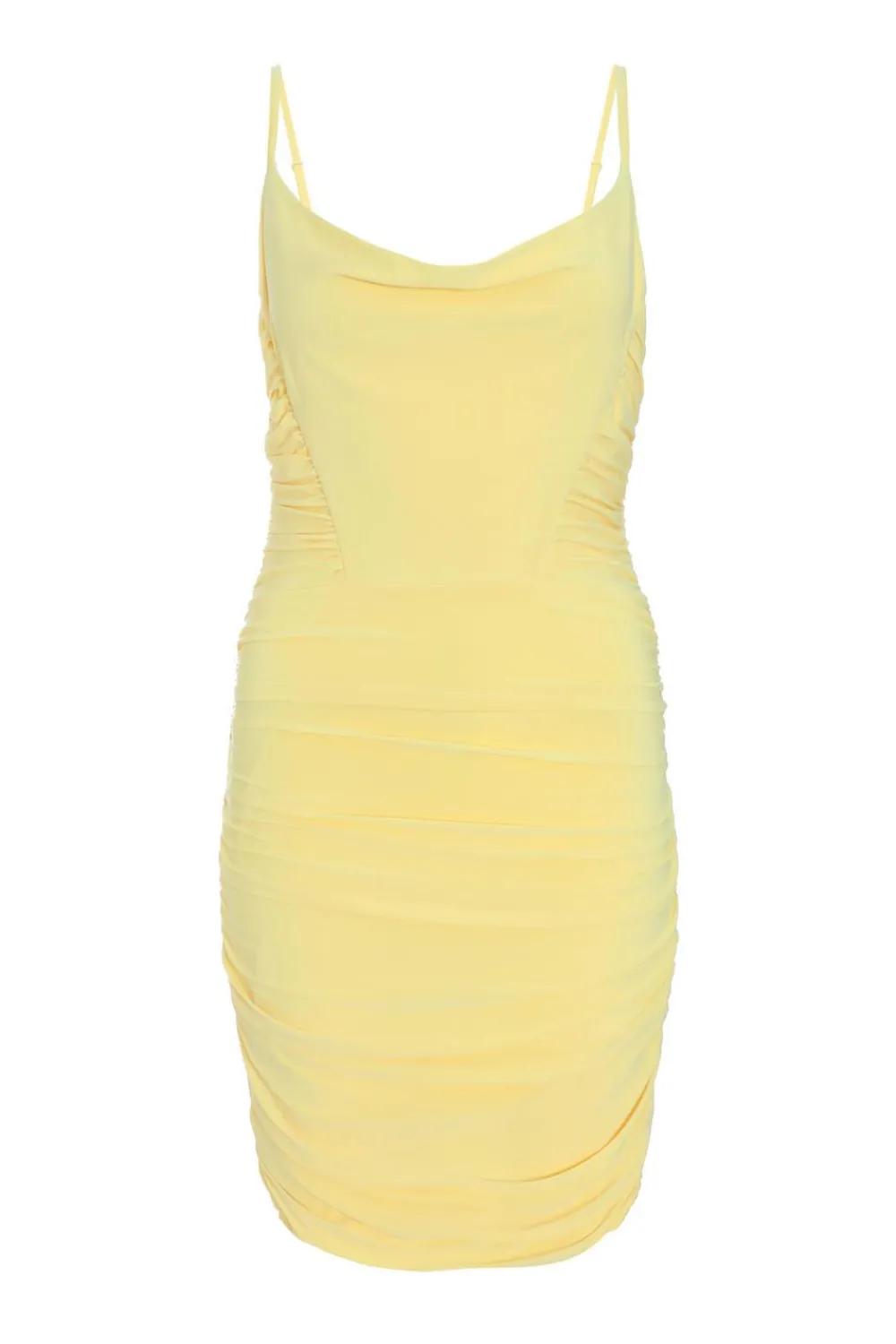 Quiz Yellow Dresses|Summer Dresses>Yellow Ruched Bodycon Mini Dress