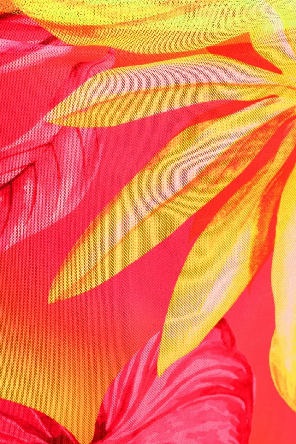 Quiz Summer Clothes|Holiday>Yellow Tropical Print Mesh Maxi Skirt
